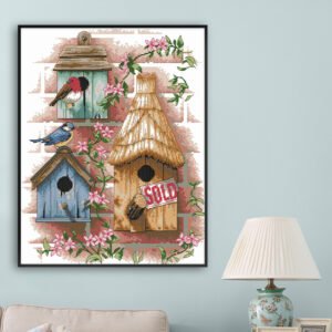 View of living room in cross stitch cottage