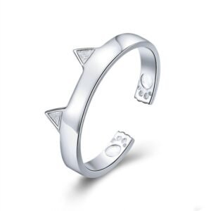 S925 sterling silver cute cat ear ring