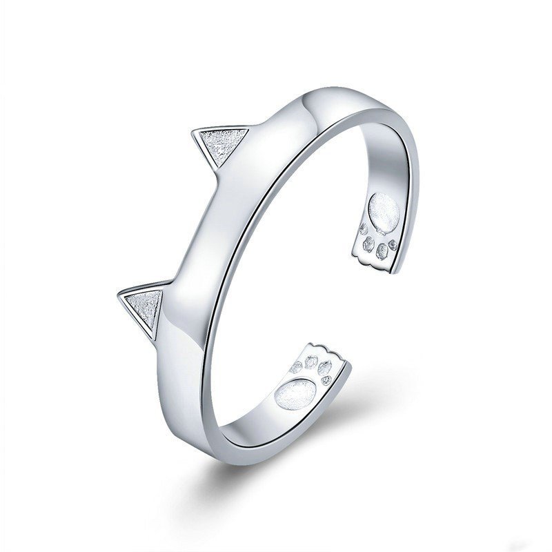 S925 sterling silver cute cat ear ring