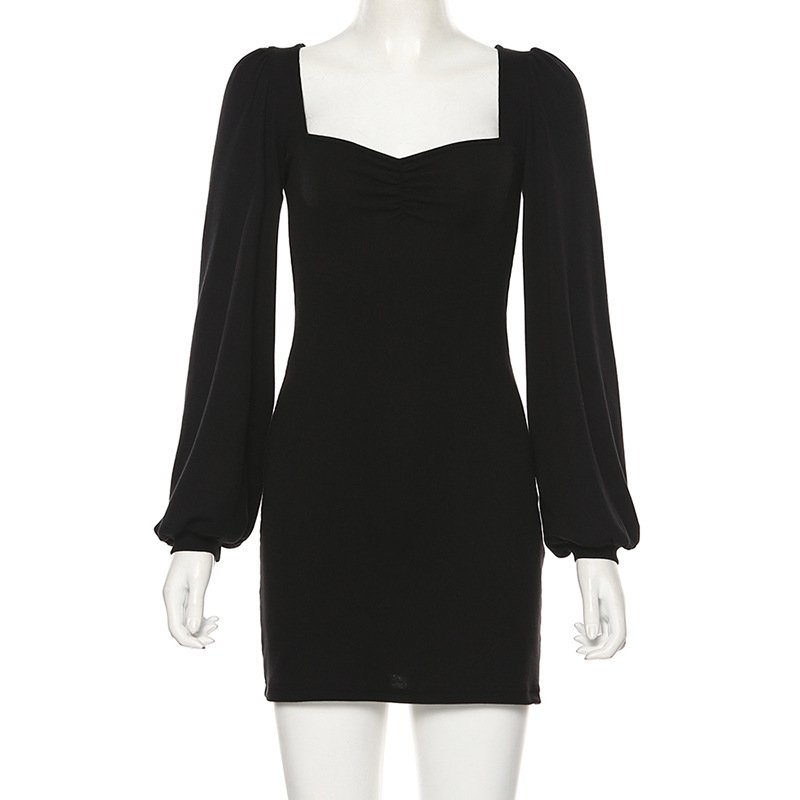 Lantern square neck bag hip dress - Image 9
