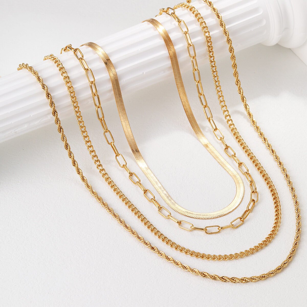 New Multi-layer Stacking Necklace Personality Chain Necklace Hip-hop Europe And The United States Cross-border Twist Chain Necklace Necklace - Image 5