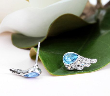 Crystal Angel Wings Flashing Gemstone Earrings - Image 2