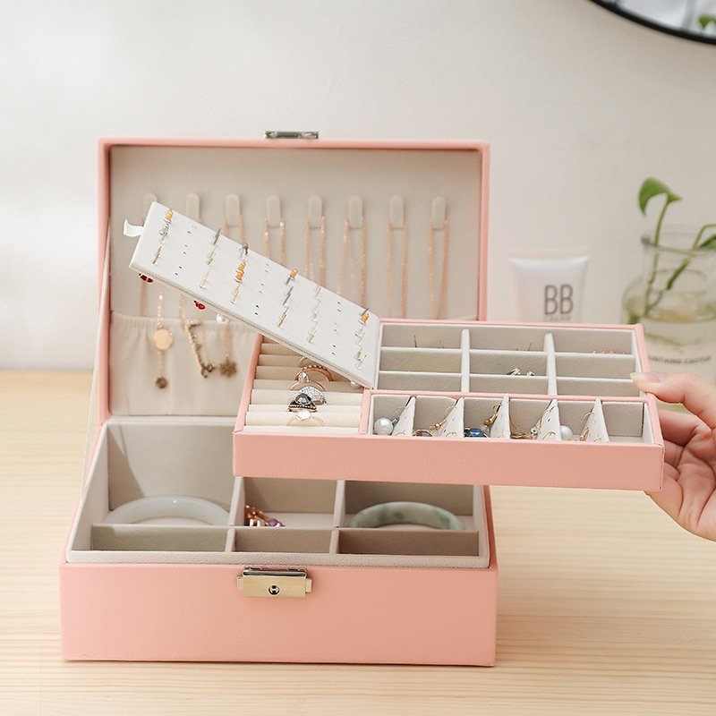 New Double-Layer Leather Jewelry Box Earrings - Image 3