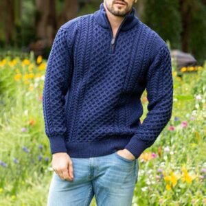 Men's Stand Collar Zip Jacket Sweater
