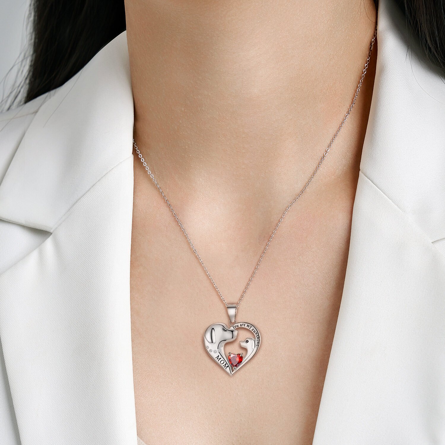 S925 Sterling Silver Cute Dog Necklace Mother's Day Series Sweater Chain - Image 2