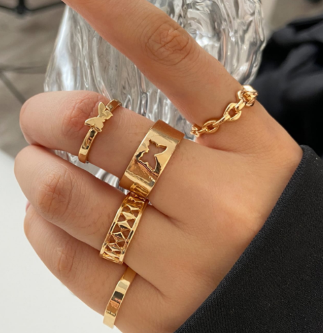 Simple Alloy Personality Chain Ring Set - Image 2