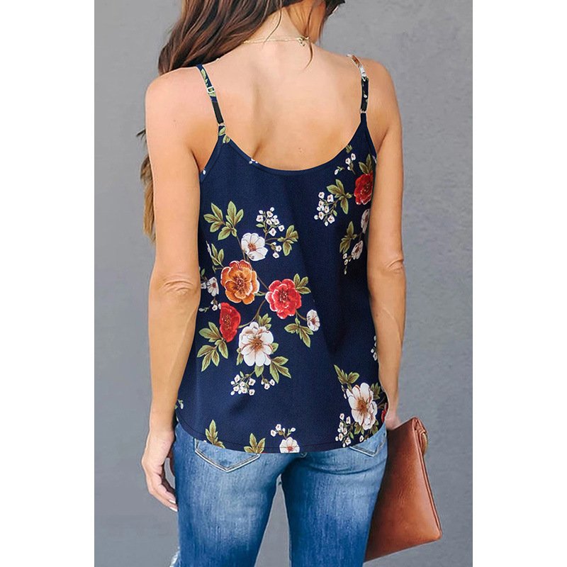 Deep V sleeveless print top - Image 2