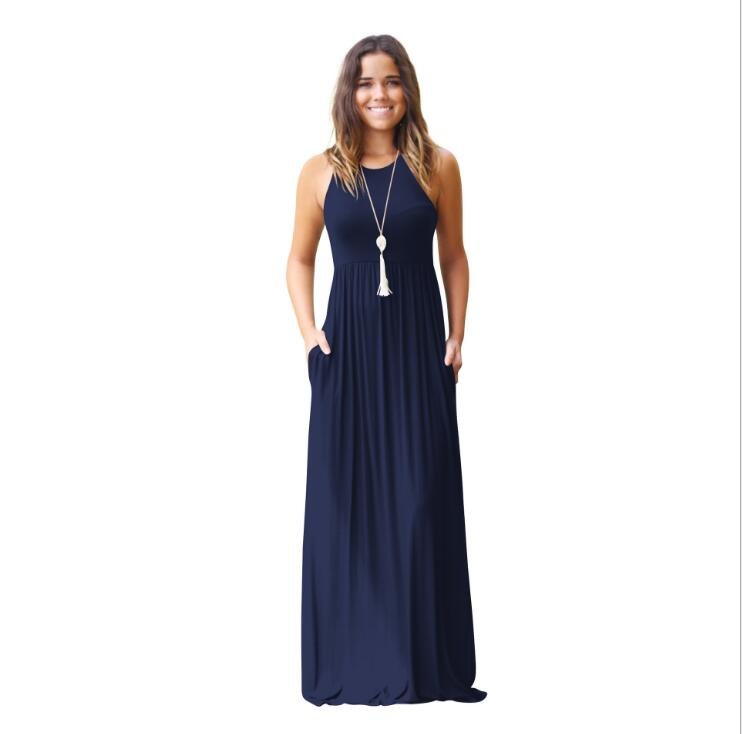 Casual Vest Pocket Dress Spring And Summer Short Sleeve Pocket Dress - Image 4