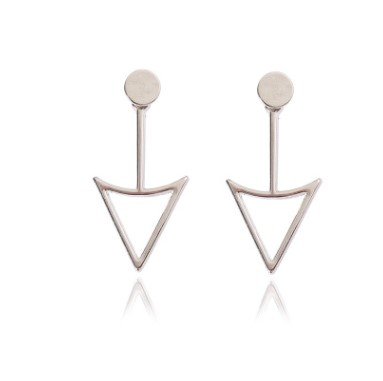 Glossy Geometric Hollow Triangle Metal Stud Earrings - Image 11