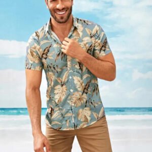 Men's Short Sleeve Shirt T-shirt Loose Top Beach Hawaiian Floral Top Summer