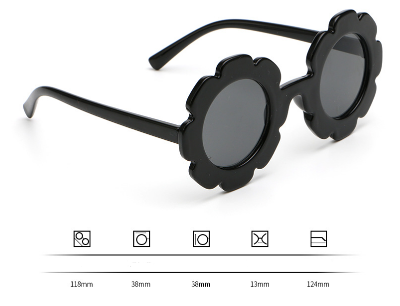 Round frame children's sunglasses personality small flowers girls sunglasses - Image 2