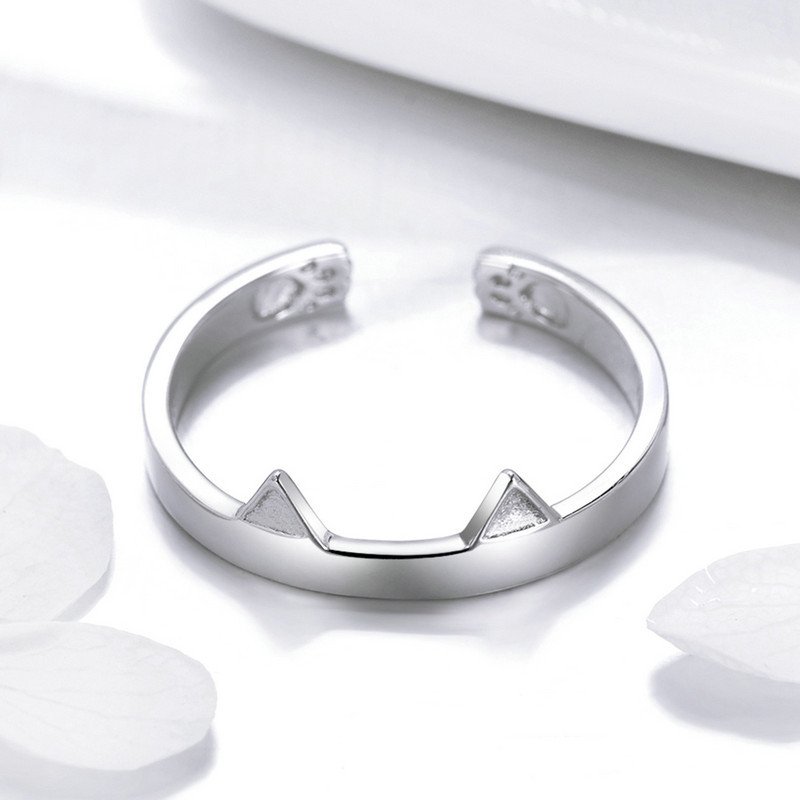 S925 sterling silver cute cat ear ring - Image 2