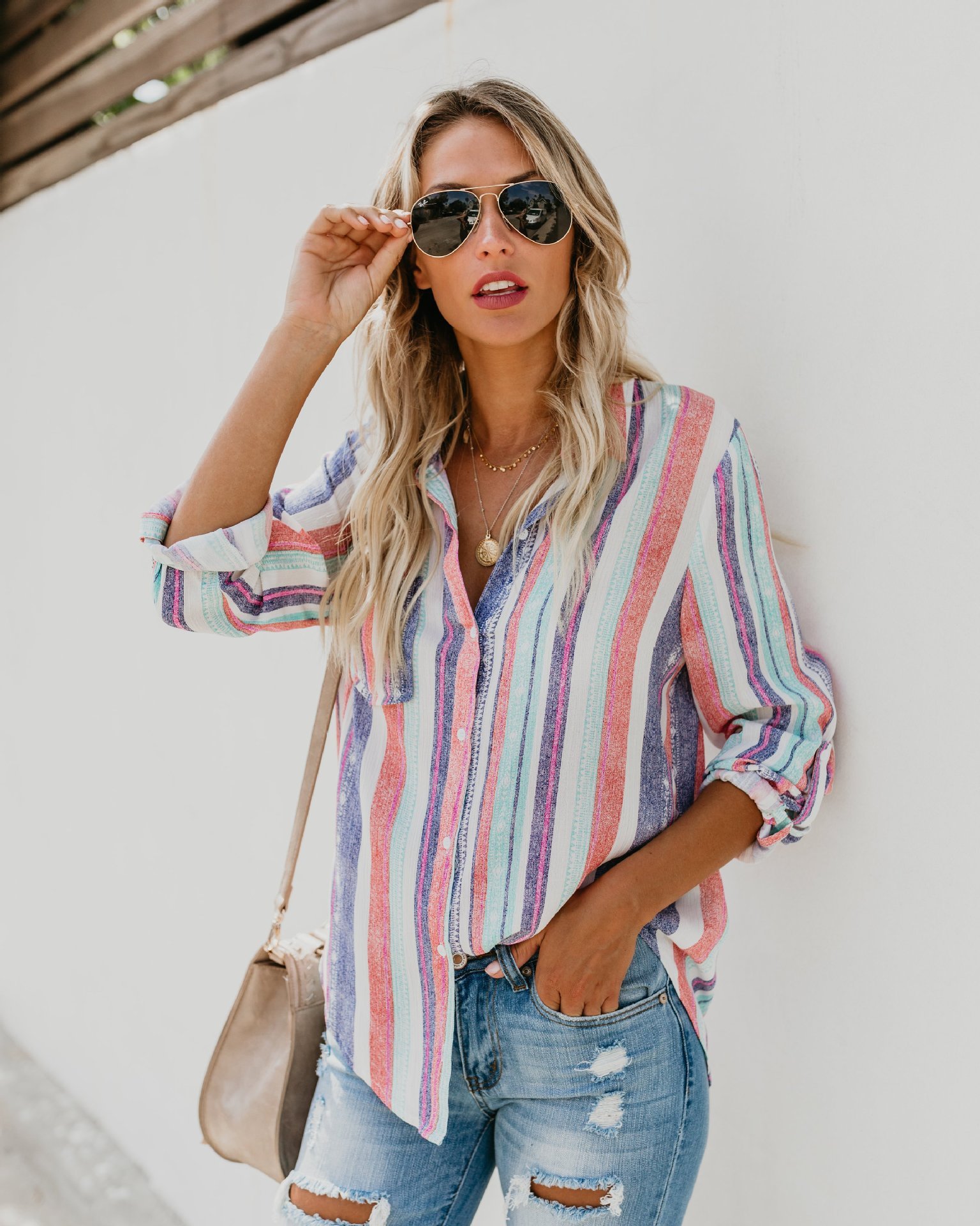 Color striped long sleeve shirt - Image 6