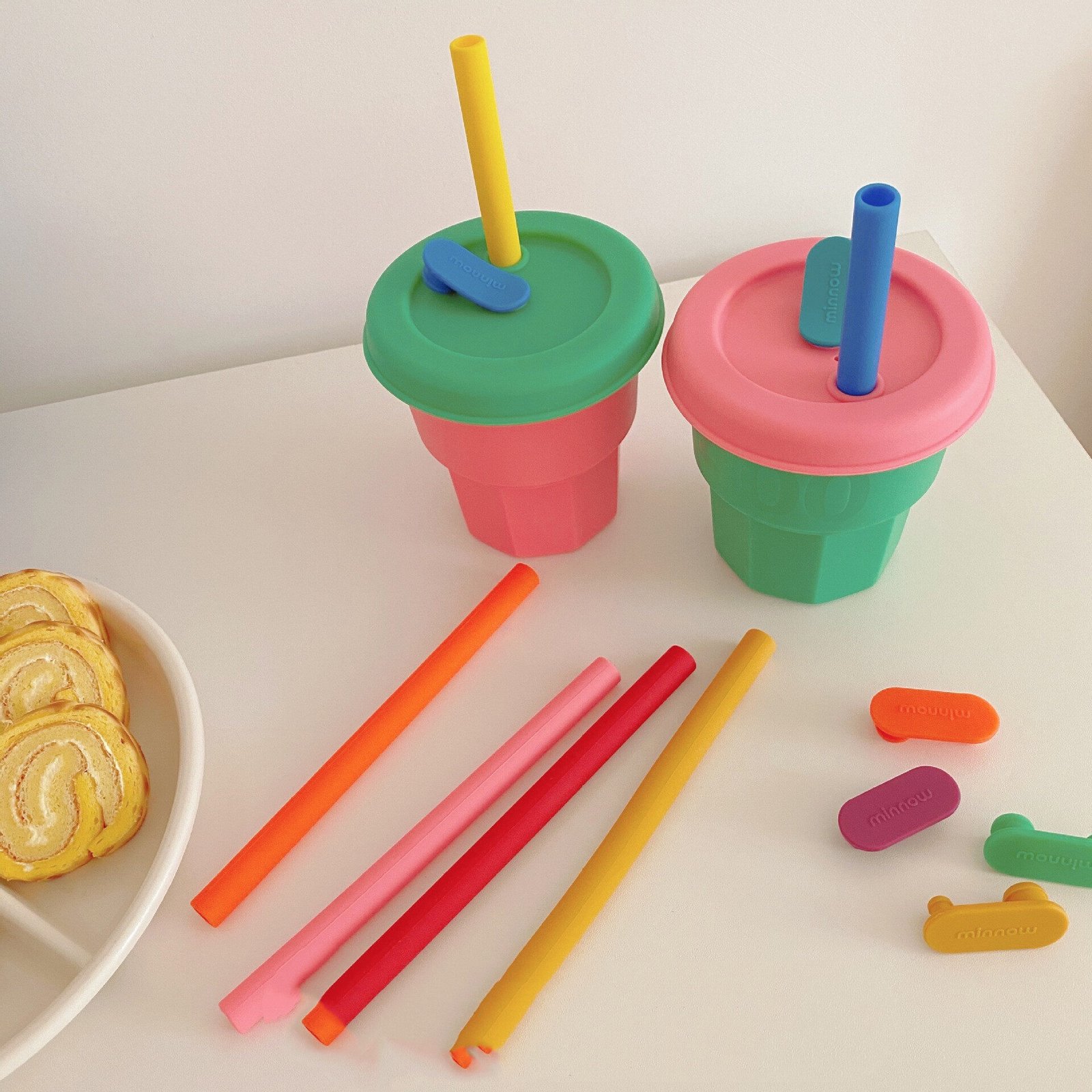 Children's silicone straw cup