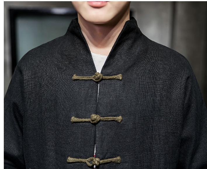 Contrast color buckle cotton and linen jacket - Image 9