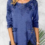 Women's Round Neck Printed Long Sleeve Bottoming Shirt