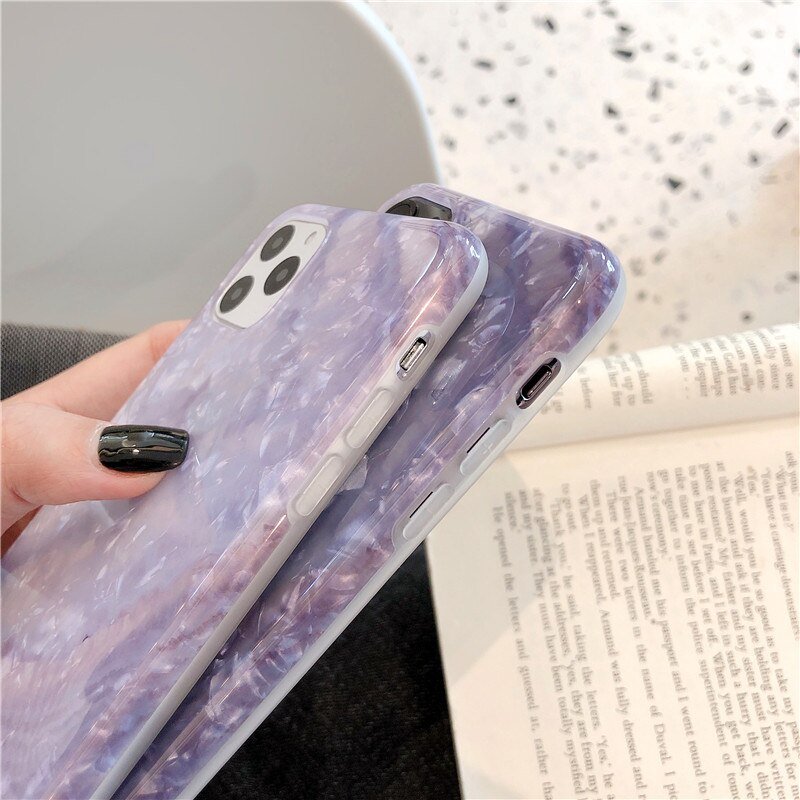 Purple Shell Pattern Silicone Phone Case - Image 3
