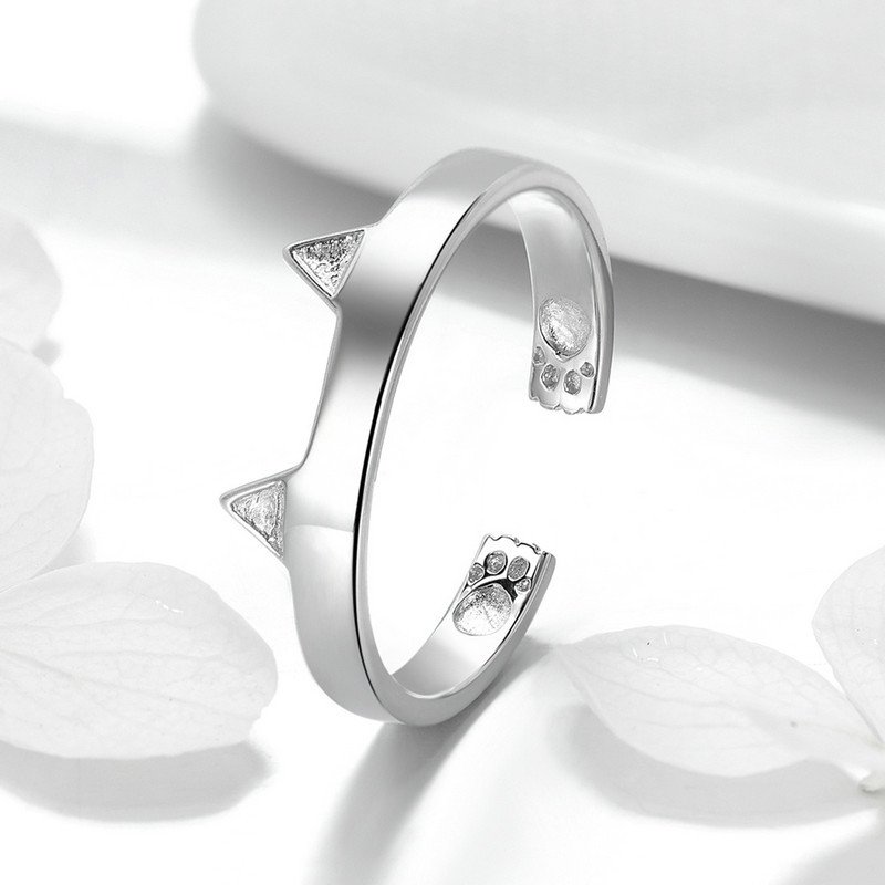 S925 sterling silver cute cat ear ring - Image 3