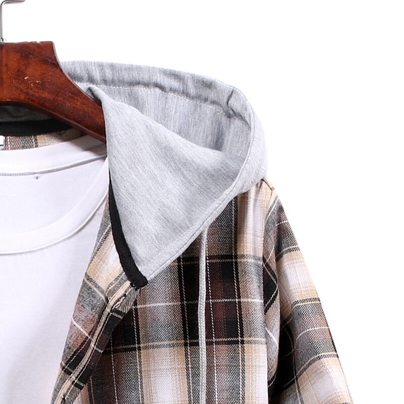 Couple Hooded Plaid Oversized Checkered Shirt