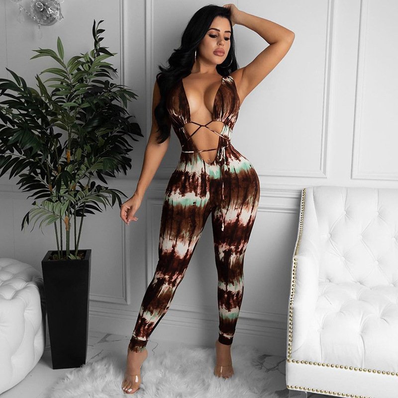 Tie-dye suspender casual jumpsuit - Image 4