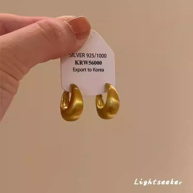 Large Metal Ball Hoop Earrings Vintage Lightweight Statement Earrings For Women - Image 2