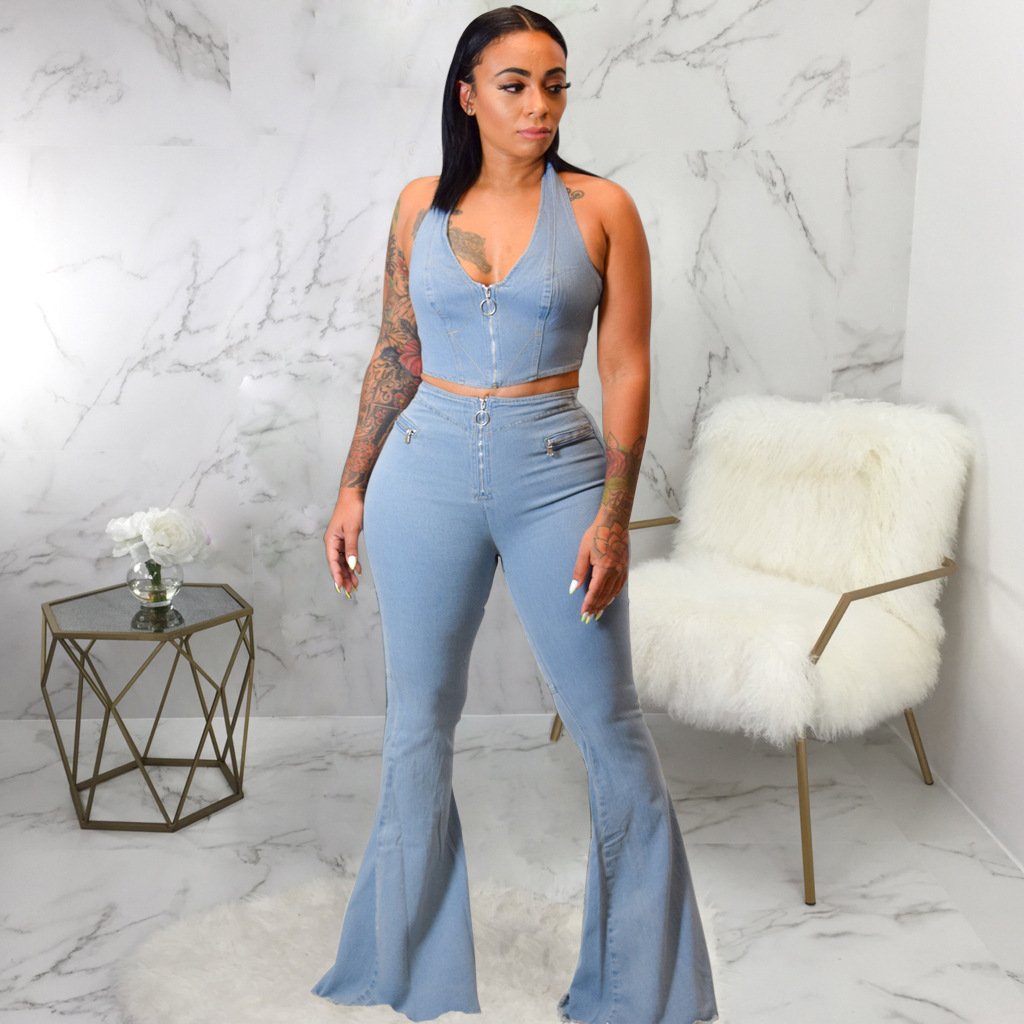 Frosted washed denim suit - Image 9