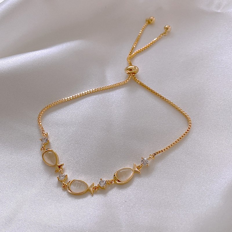 Real Gold Plating Korean Temperament Opal Fish Bracelet - Image 2