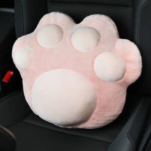 Car Female Decorative Seat Belt Protection Waist Cover Car Plush Headrest Cute Cat Paw Neck Pillow Cushion Car Accessories
