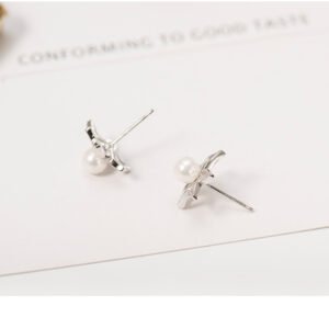Flower Bead Hypoallergenic White Fungus Studs