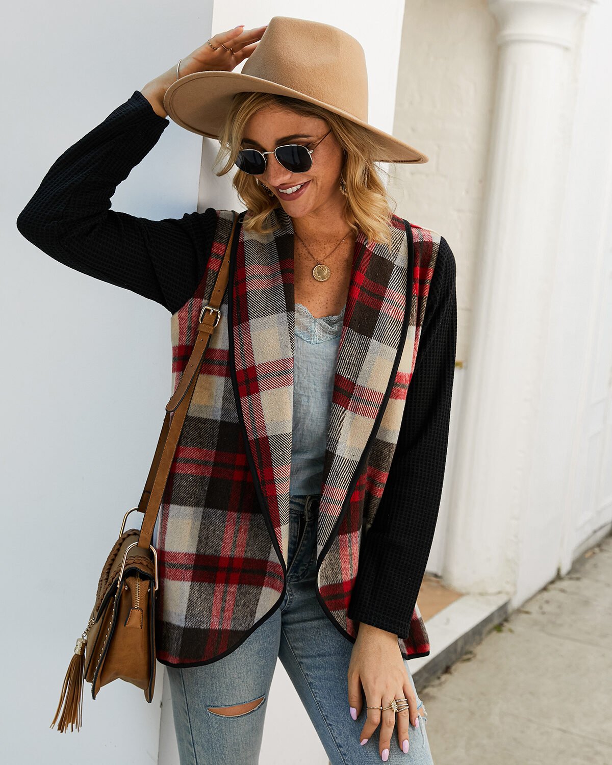 Printed plaid coat - Image 5