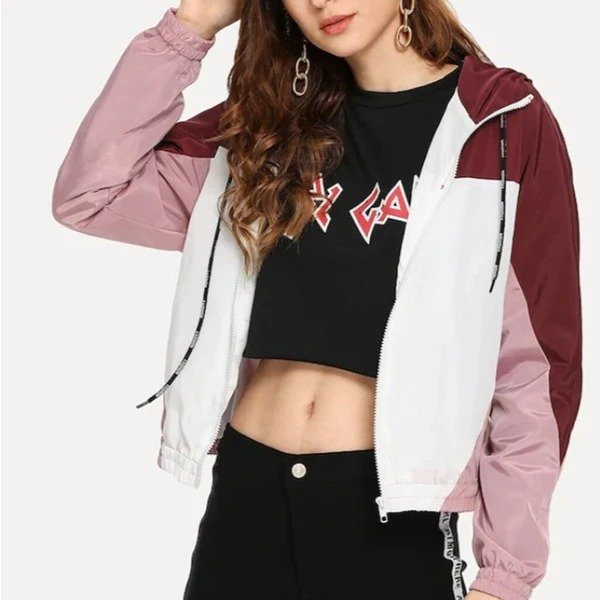 Contrasting contrast hooded windbreaker - Image 2