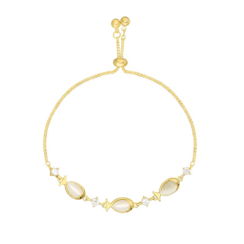 Real Gold Plating Korean Temperament Opal Fish Bracelet