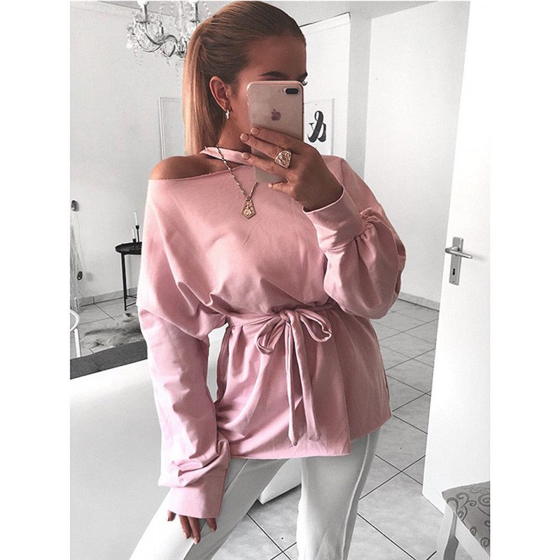 Long sleeve slant shoulder blouse - Image 3