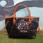 Women's Black Bright Leopard Print Cow Pattern Ladies Tote PU Portable Large-capacity Shoulder Bag