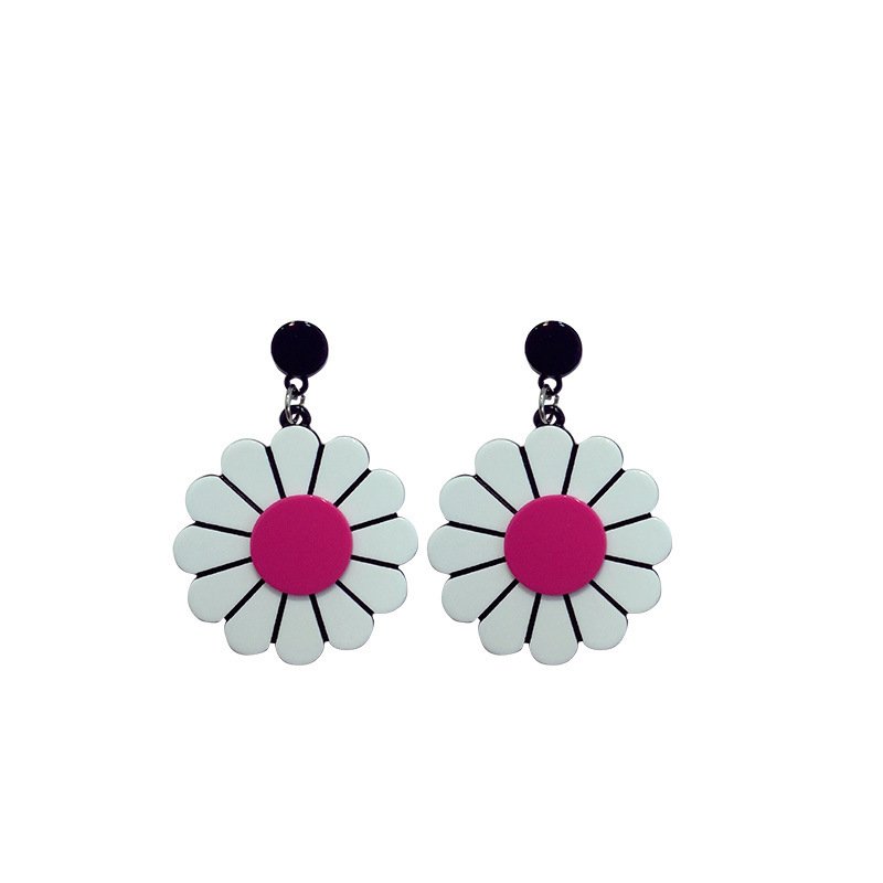 Sun Flower Daisy Flower Big Earrings Women - Image 3