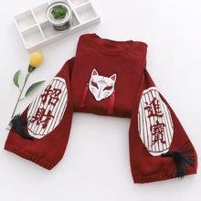 Red sweater women autumn design short top - Image 3