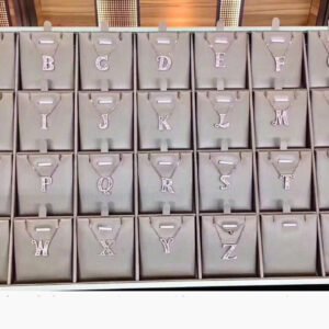 Square diamond English alphabet necklace