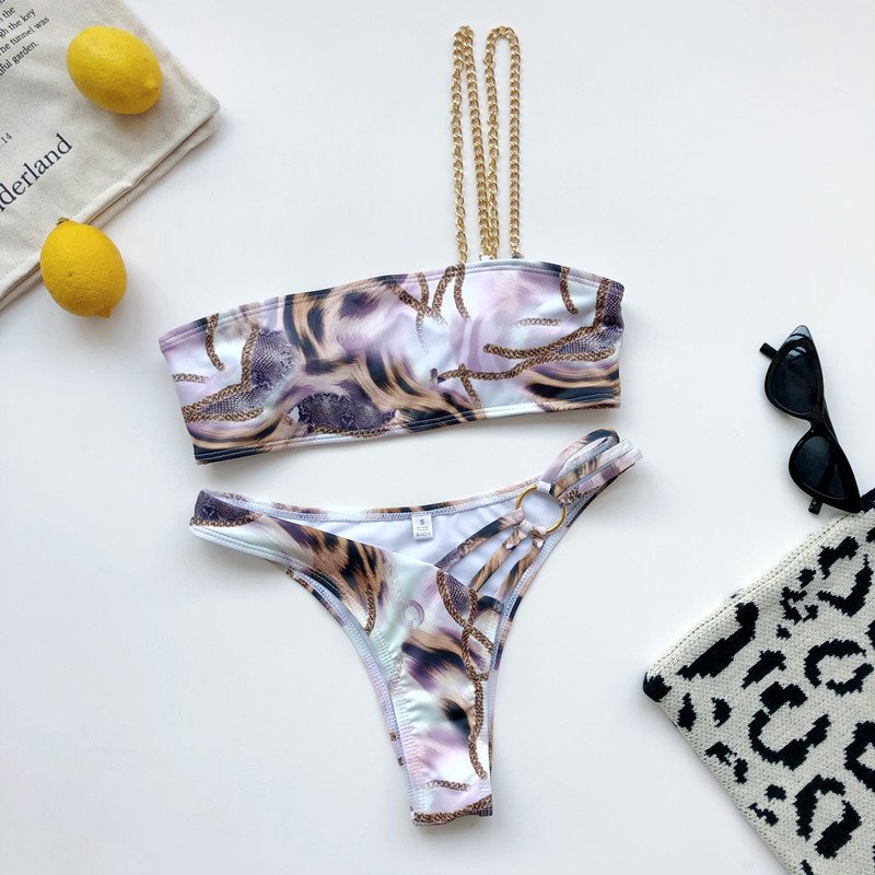 Chain one shoulder bikini - Image 3