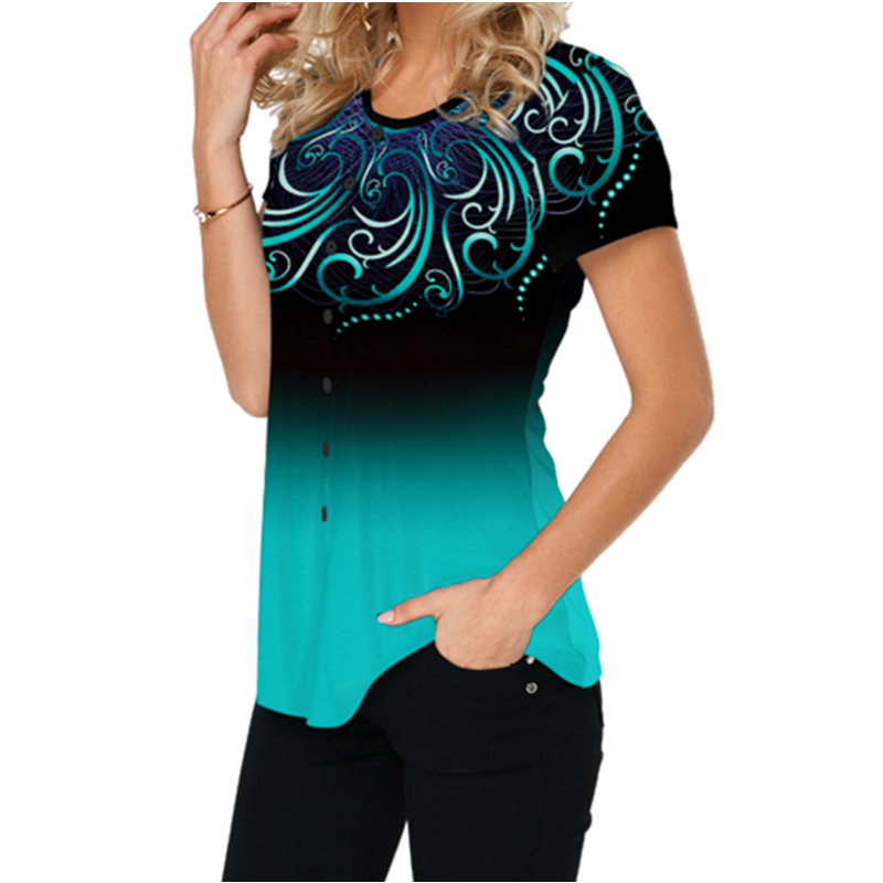 Short-sleeved gradient casual T-shirt - Image 4