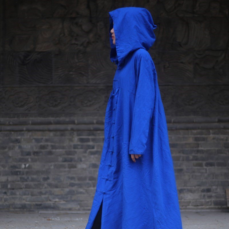 Cotton and linen long cloak windbreaker jacket ladies - Image 4