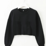 Solid color round neck long sleeve sweater