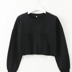 Solid color round neck long sleeve sweater