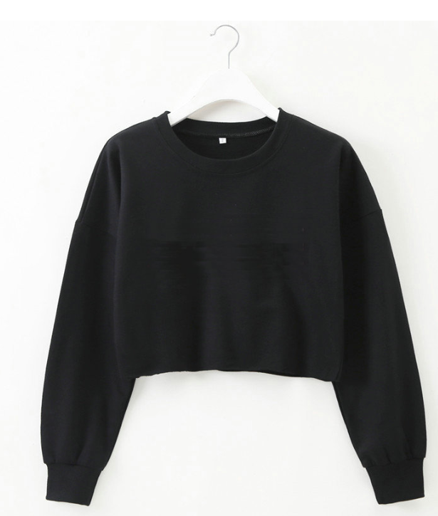Solid color round neck long sleeve sweater