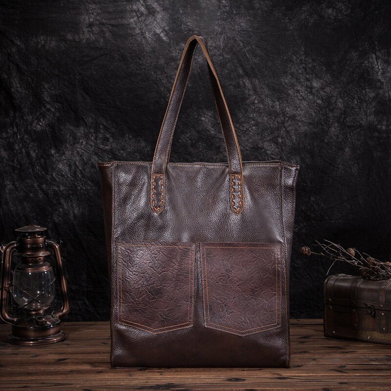 Cowhide fashion lychee handbag shoulder bag - Image 2