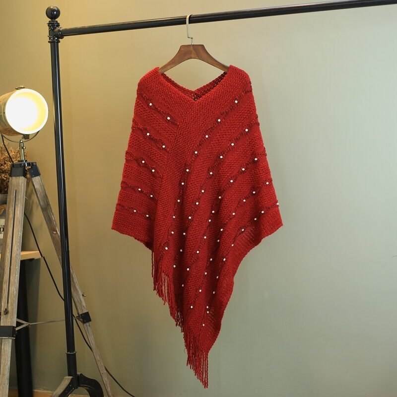 Bat sleeve tassel Beaded Cape T-shirt