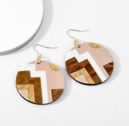 Geometric shape color earrings - Image 6