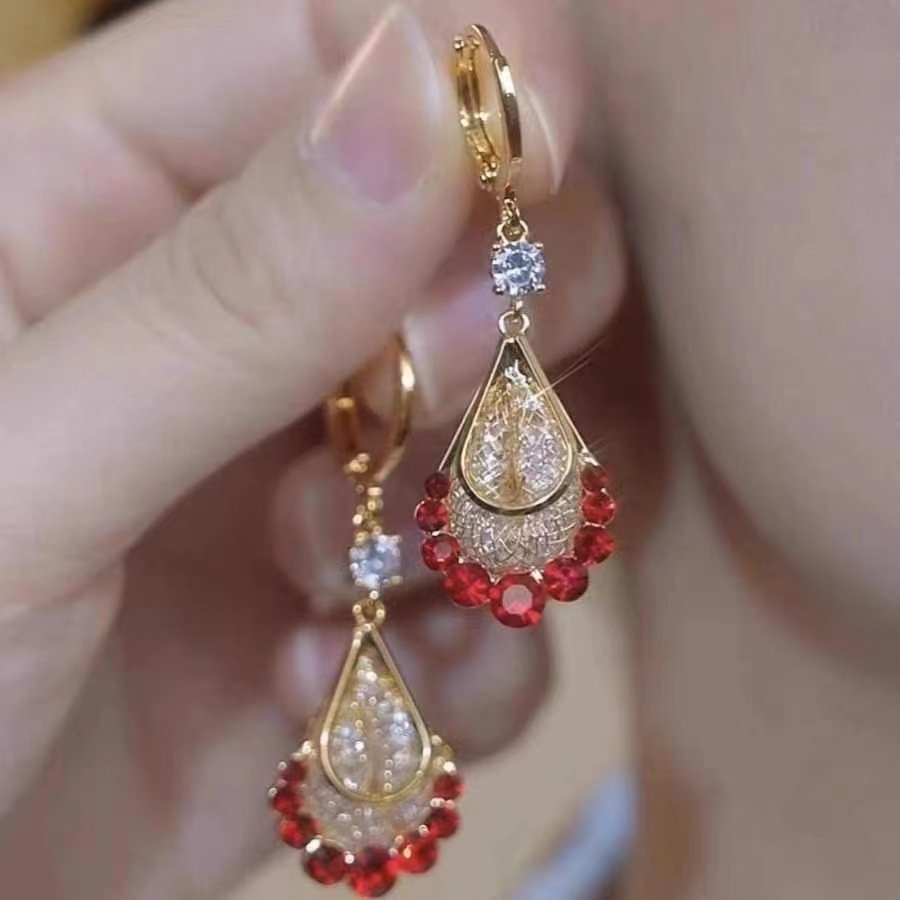 Light Luxury Green Zircon Ball Drop Earrings, Elegant Huggie Hoop Ear Cuffs, Delicate Sparkling Design - Image 4