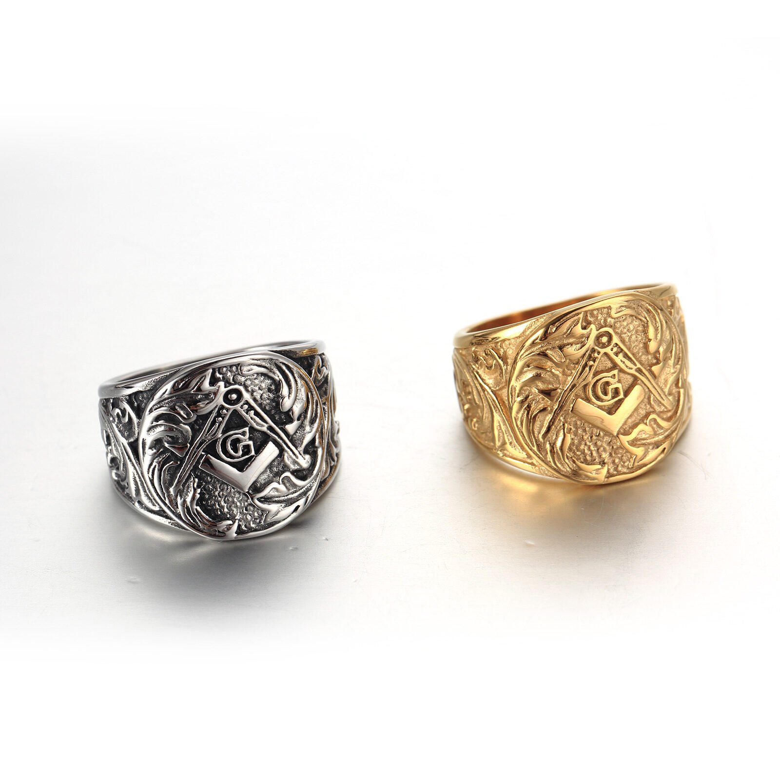 Men's Ring Vintage Masonic Titanium Steel Ring - Image 2