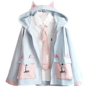 Cute unisex soft girl ear hooded cardigan