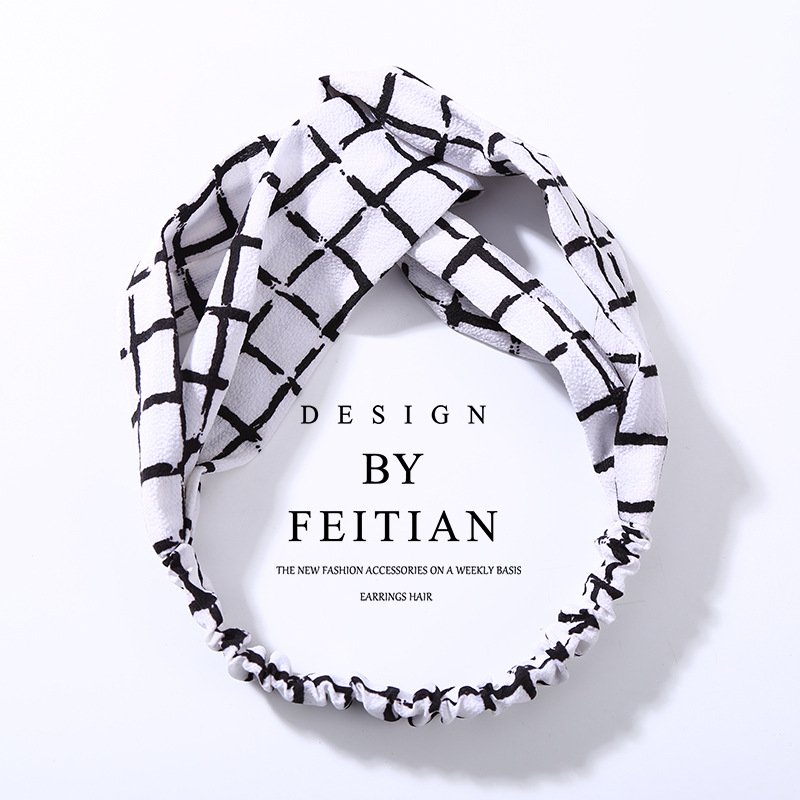Fabric cross-knotted bow chiffon floral headband - Image 6